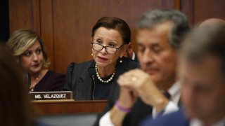 Rep. Nydia Velazquez sitting down during a congressional hearing