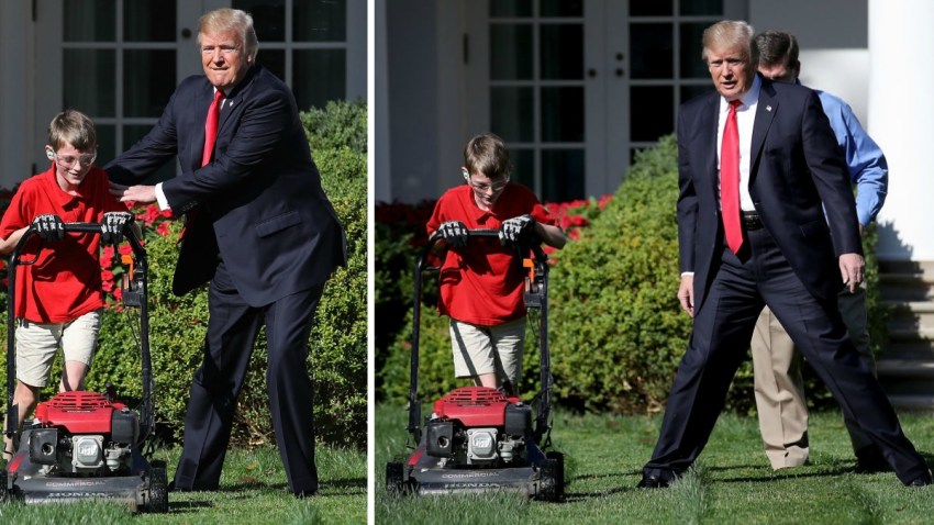 Deseo cumplido: niño corta césped de la Casa Blanca y 