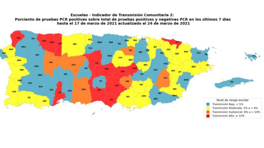 Departamento De Salud Revela Mapa De Transmision De Covid 19 De Esta Semana Telemundo Puerto Rico