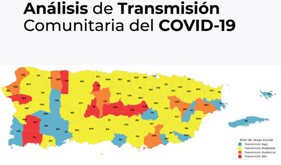 Departamento de Salud revela mapa de transmisión de COVID19 de esta