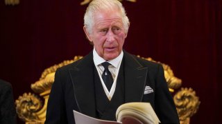 King Charles III speaks during the Accession Council at St James's Palace, London, Sept. 10, 2022, shortly after he was formally proclaimed monarch.