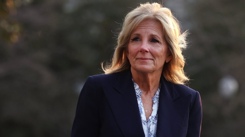 WASHINGTON, DC – JANUARY 11: First Lady Jill Biden departs the White House on January 11, 2023 in Washington, DC. First Lady Jill Biden is traveling to Walter Reed National Military Medical Center to undergo skin cancer treatment. (Photo by Kevin Dietsch/Getty Images)