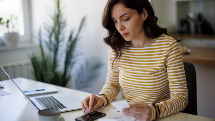 Woman going over her finances