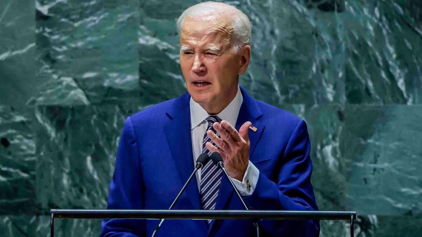 El presidente de EE.UU., Joe Biden, habla en la Asamblea General, este 19 de septiembre de 2023, en Nueva York. EFE/Justin Lane