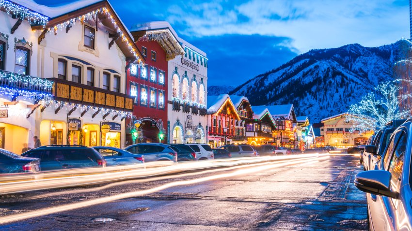 leavenworth,Washington,usa.-02/14/16: beautiful leavenworth with lighting decoration in winter.