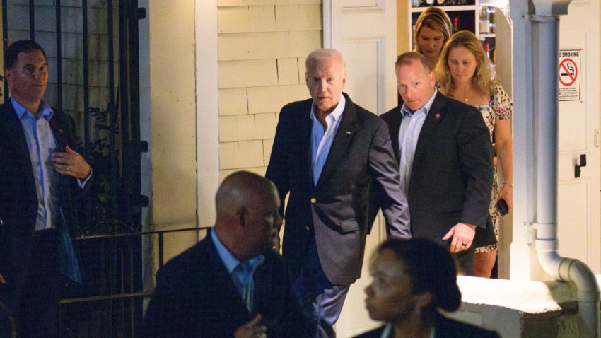 US President Joe Biden steps out of a restaurant after dining in Christiansted in Saint Croix on the US Virgin Islands on December 30, 2023. (Photo by Mandel NGAN / AFP) (Photo by MANDEL NGAN/AFP via Getty Images)