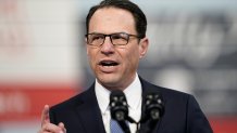 Pennsylvania Gov. Josh Shapiro speaks before President Joe Biden at the Finishing Trades Institute on March 9, 2023, in Philadelphia.