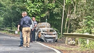 Encuentran cuerpo dentro de carro en llamas.