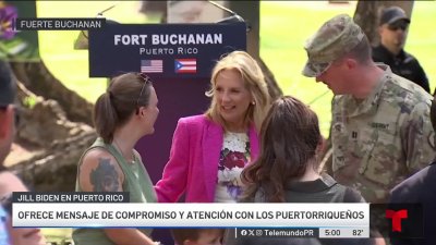 Primera dama Jill Biden comparte con militares en Puerto Rico