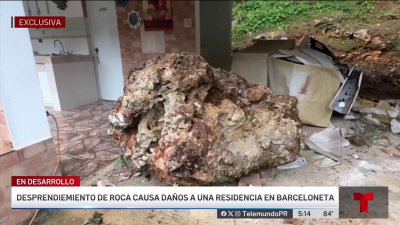 Lluvias provocan desprendimiento de enorme piedra en Barceloneta