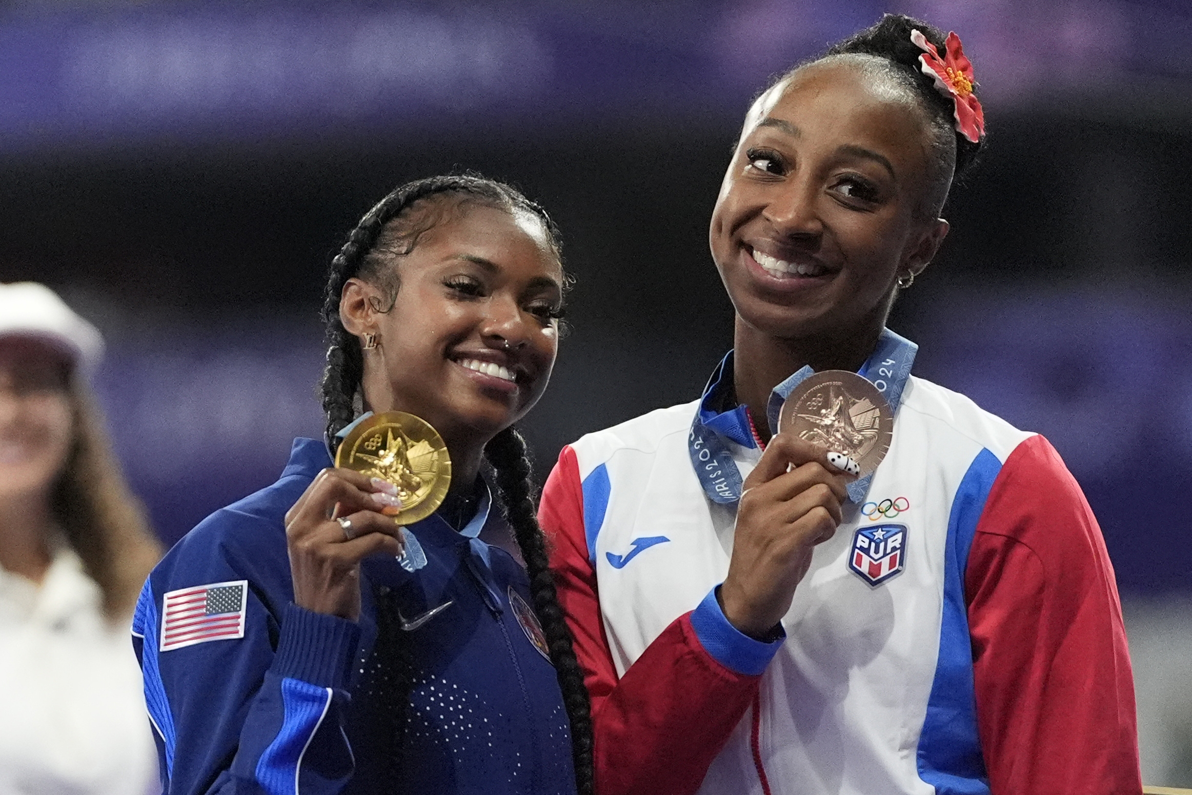 La estadounidense Masai Russell, se alzó con la medalla de oro. (AP Photo/Matthias Schrader)