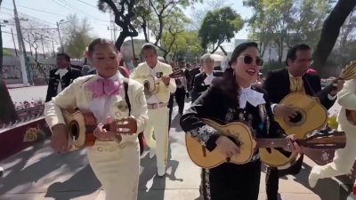 Cantando como solo ellos saben hacerlo los mariachis mexicanos celebraron su dia.