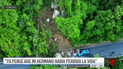 Vivo de milagro: enorme derrumbe cae sobre una guagua en Comerío
