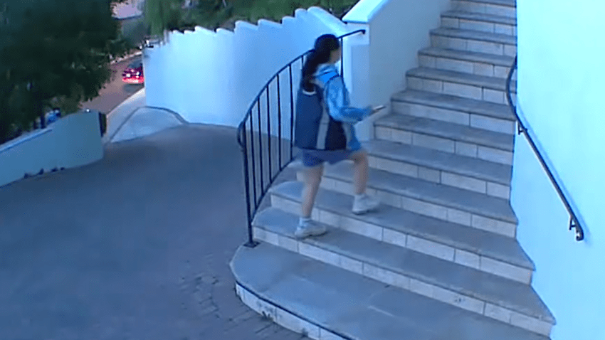 Security camera image of Amazon delivery drive