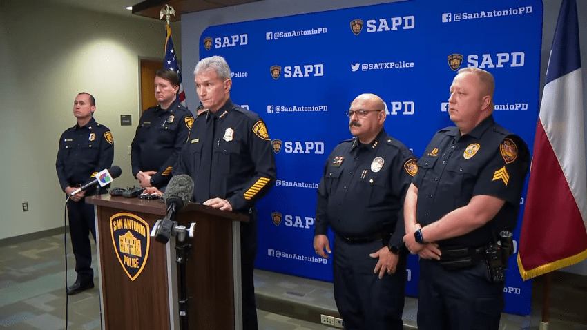 San Antonio Police Chief William McManus delivers press briefing