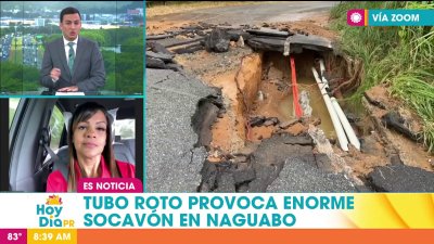 Se forma enorme socavón por tubo roto en Naguabo