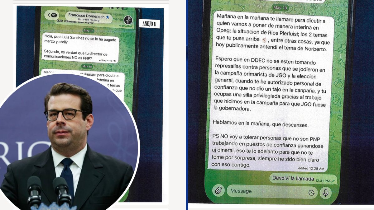 Los supuestos mensajes de texto entre Domenech y el exsecretario del DDEC