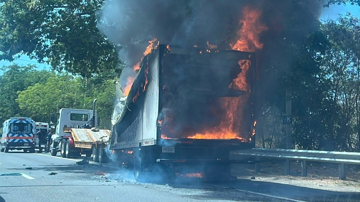 Camión se prende en fuego en Peñuelas