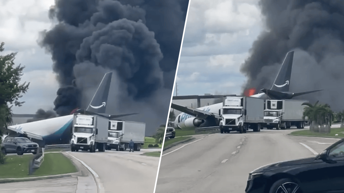 Avión de Amazon se sale de la pista y se incendia cerca del aeropuerto de Miami; hay 5 muertos